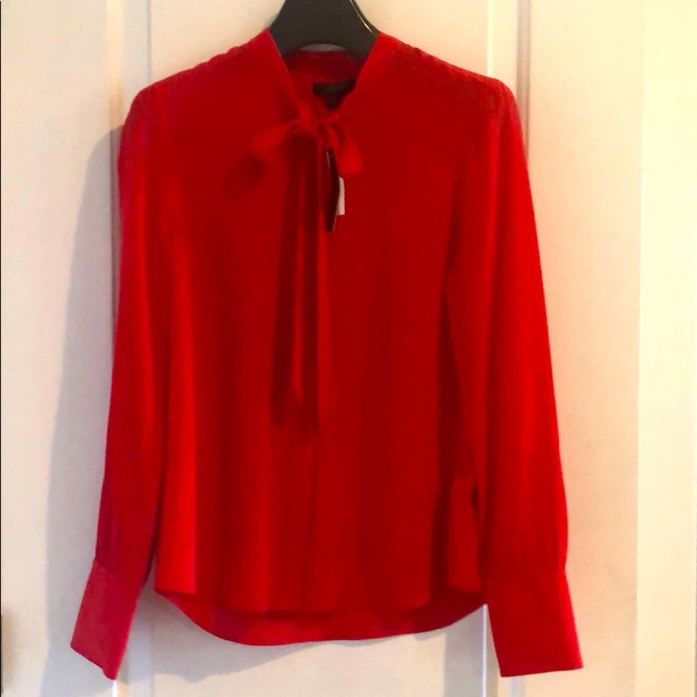 Red Silk Blouse- New